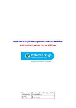   Medicines Management Programme: Preferred Medicines Angiotensin‐Converting Enzyme Inhibitors 