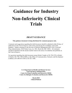 Guidance for Industry Non-Inferiority Clinical Trials DRAFT GUIDANCE
