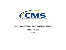 2014 Physician Quality Reporting System (PQRS) Measures List 12/13/2013