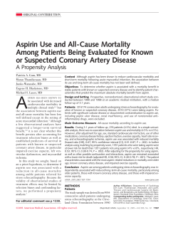 Aspirin Use and All-Cause Mortality Among Patients Being Evaluated for Known