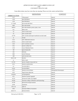 APPROVED DOCUMENTATION ABBREVIATION LIST FOR UNIVERSITY HEALTH CARE