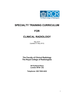 SPECIALTY TRAINING CURRICULUM  FOR CLINICAL RADIOLOGY