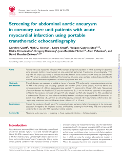 Screening for abdominal aortic aneurysm myocardial infarction using portable