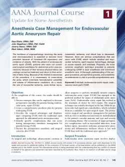 1 AANA Journal Course Anesthesia Case Management for Endovascular Aortic Aneurysm Repair