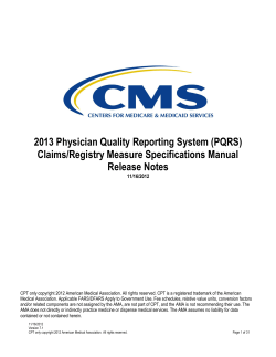 2013 Physician Quality Reporting System (PQRS) Claims/Registry Measure Specifications Manual Release Notes