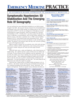 Symptomatic Hypotension: ED Stabilization And The Emerging Role Of Sonography November 2007