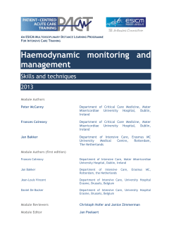 Haemodynamic monitoring and management Skills and techniques 2013