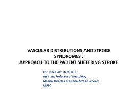 VASCULAR DISTRIBUTIONS AND STROKE SYNDROMES : APPROACH TO THE PATIENT SUFFERING STROKE