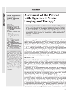 Assessment of the Patient with Hyperacute Stroke: Imaging and Therapy 1