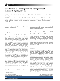 Guidelines on the investigation and management of antiphospholipid syndrome