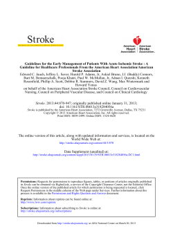 Guidelines for the Early Management of Patients With Acute Ischemic... Guideline for Healthcare Professionals From the American Heart Association/American