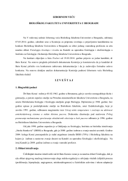IZBORNOM VEĆU BIOLO&Scaron;KOG FAKULTETA UNIVERZITETA U BEOGRADU
