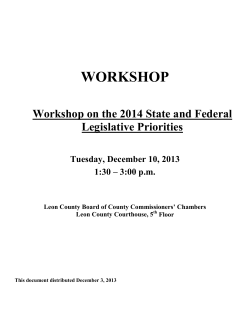 WORKSHOP  Workshop on the 2014 State and Federal Legislative Priorities