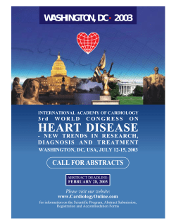 HEART DISEASE WASHINGTON, DC   2003 CALL FOR ABSTRACTS