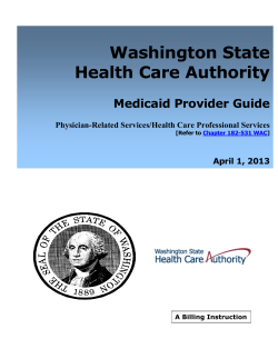 Washington State Health Care Authority  Medicaid Provider Guide