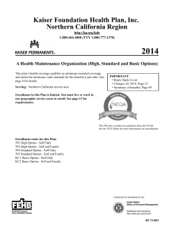 2014 Kaiser Foundation Health Plan, Inc. Northern California Region