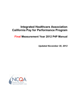 Integrated Healthcare Association California Pay for Performance Program Final