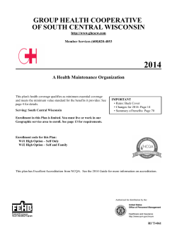 2014 GROUP HEALTH COOPERATIVE OF SOUTH CENTRAL WISCONSIN A Health Maintenance Organization