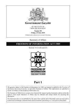 Government Gazette Part 1  FREEDOM OF INFORMATION ACT 1989