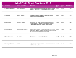 List of Fluid Grant Studies - 2010