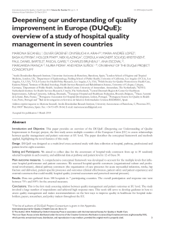 Deepening our understanding of quality improvement in Europe (DUQuE):