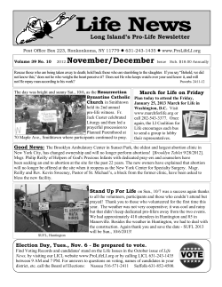 Life News  November/December Long Island’s Pro-Life Newsletter