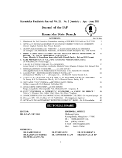 Journal of the IAP Karnataka State Branch CONTENTS