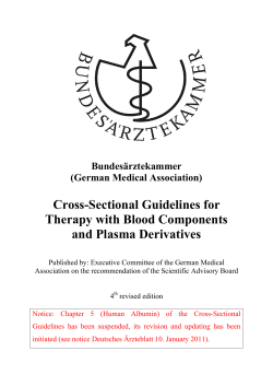 Cross-Sectional Guidelines for Therapy with Blood Components and Plasma Derivatives