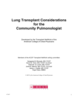 Lung Transplant Considerations for the Community Pulmonologist