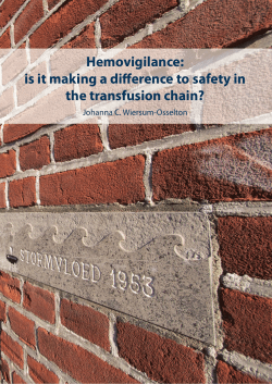 Hemovigilance: is it making a difference to safety in the transfusion chain? Uitnodiging