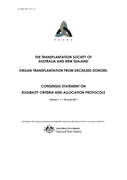 THE TRANSPLANTATION SOCIETY OF AUSTRALIA AND NEW ZEALAND CONSENSUS STATEMENT ON