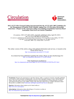2012 ACCF/AHA Focused Update Incorporated Into the ACCF/AHA 2007 Guidelines... ST-Elevation Myocardial −