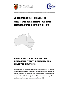 A REVIEW OF HEALTH SECTOR ACCREDITATION RESEARCH LITERATURE