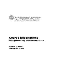 Course Descriptions  Undergraduate Day and Graduate Schools Arranged by subject