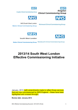 2013/14 South West London Effective Commissioning Initiative