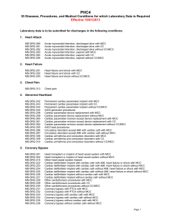 PHC4  35 Diseases, Procedures, and Medical Conditions for which Laboratory Data... Effective 10/01/2013