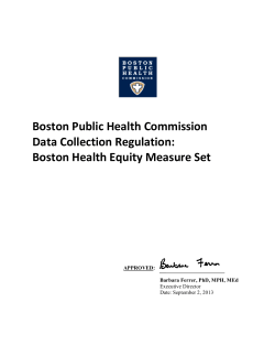 Boston Public Health Commission Data Collection Regulation: Boston Health Equity Measure Set