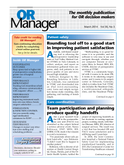 A The monthly publication for OR decision makers