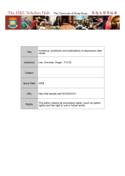 Incidence, predictors and implications of depression after Title stroke Author(s)