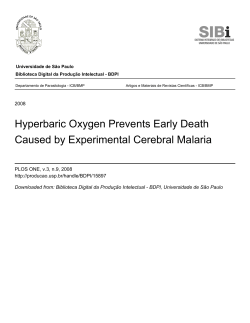 Hyperbaric Oxygen Prevents Early Death Caused by Experimental Cerebral Malaria 2008