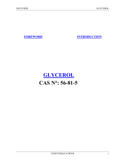 GLYCEROL CAS N°: 56-81-5 FOREWORD INTRODUCTION