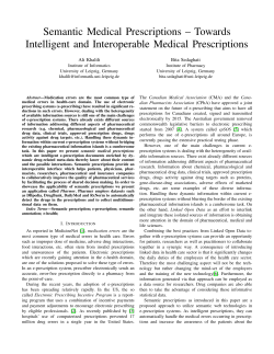 Semantic Medical Prescriptions – Towards Intelligent and Interoperable Medical Prescriptions Ali Khalili
