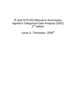 R (and S-PLUS) Manual to Accompany Categorical Data Analysis 2