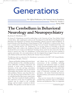 Generations The Cerebellum in Behavioral Neurology and Neuropsychiatry