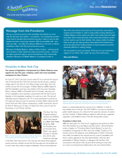 Newsletter Message from the Presidents  FALL 2013