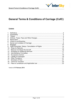 General Terms &amp; Conditions of Carriage (CofC)