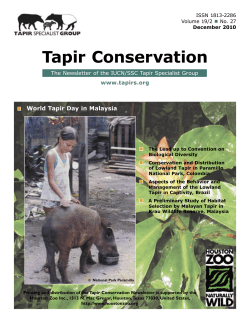 Tapir Conservation World Tapir Day in Malaysia www.tapirs.org