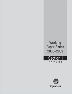 Section I Working Paper Series 2008–2009