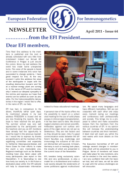 NEWSLETTER ………… . . from  the  EFI  President