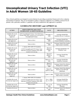 Uncomplicated Urinary Tract Infection (UTI) in Adult Women 18-65 Guideline